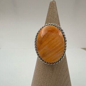 Native American Sterling Silver and Spiny Oyster Navajo Ring size 7